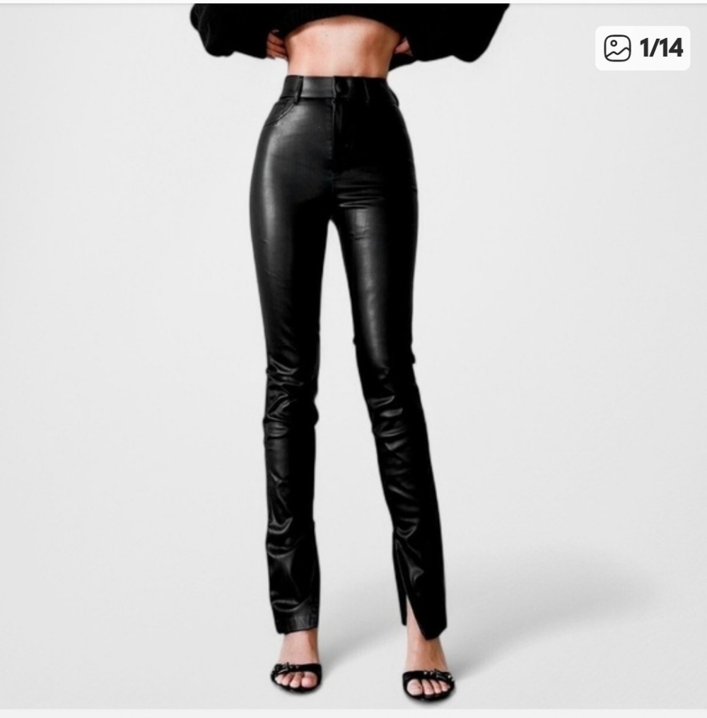 Zara Trafulac Faux Leather Leggings; Ankle Zipper